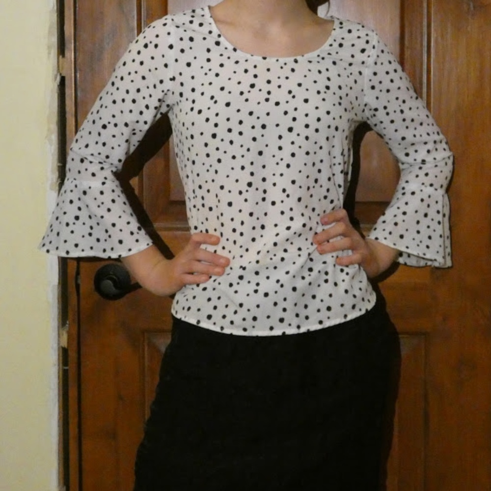 Charming Charlie polka dot blouse (size S)